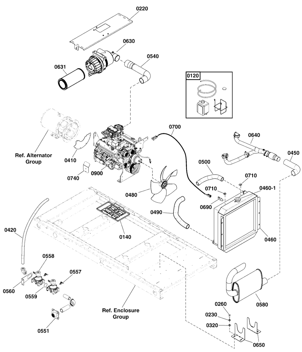 Engine Group - 5.7l Diagram and Parts List for 076168-00  Briggs and Stratton Generator